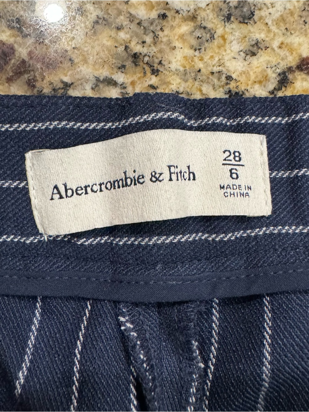 NEW Abercrombie & Fitch Sloan Tailored Wide Leg Blue indigo striped Pants 28 - Picture 12 of 14
